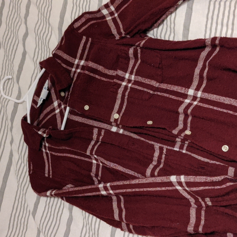 Burgundy plaid button down